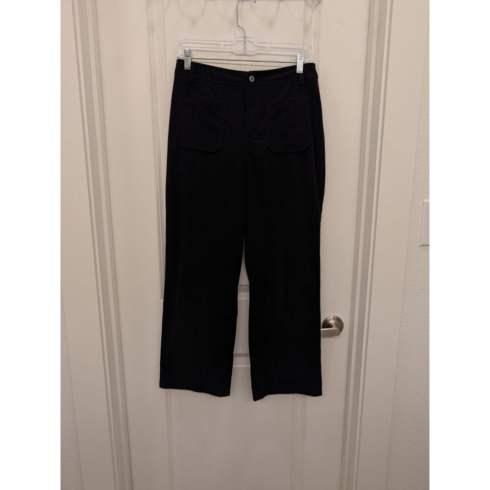 Avec Les Filles Black Wide Leg Pants Medium Patch Pockets Casual Trousers FLAW